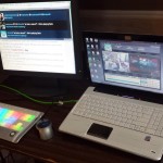 Chat/Twitter monitor and streaming laptop
