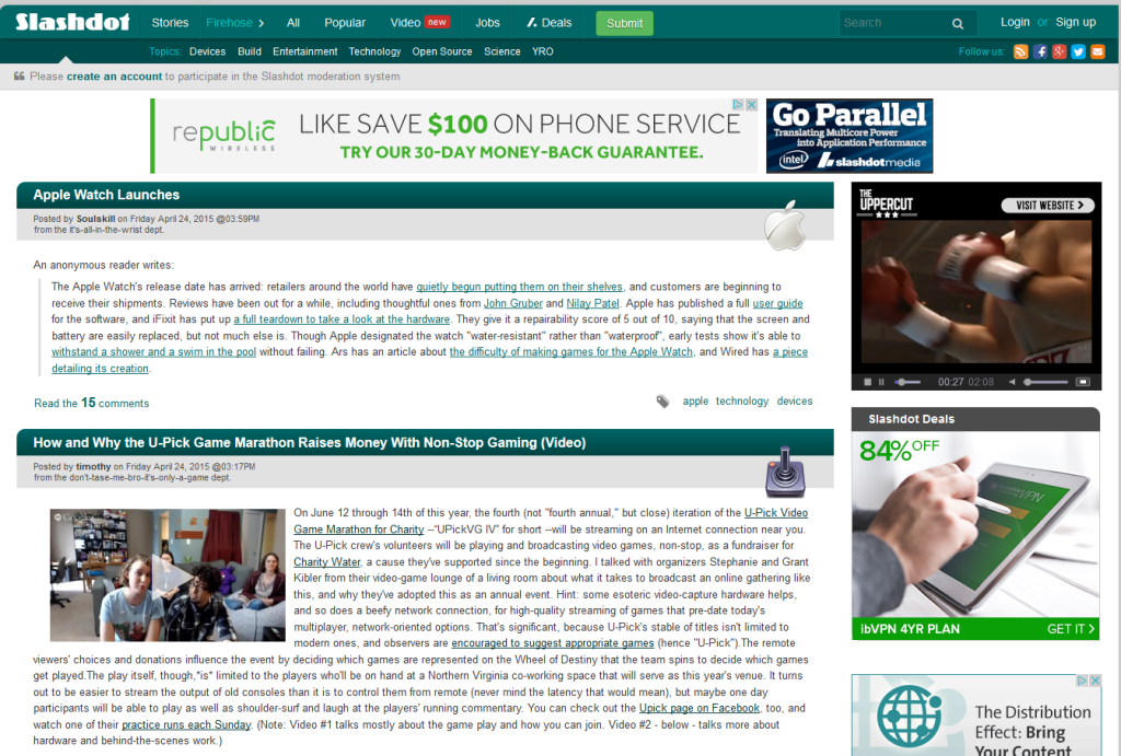 UPickVG on the front page of Slashdot