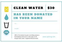 UPickVG charity: water Donation Certificate for $30